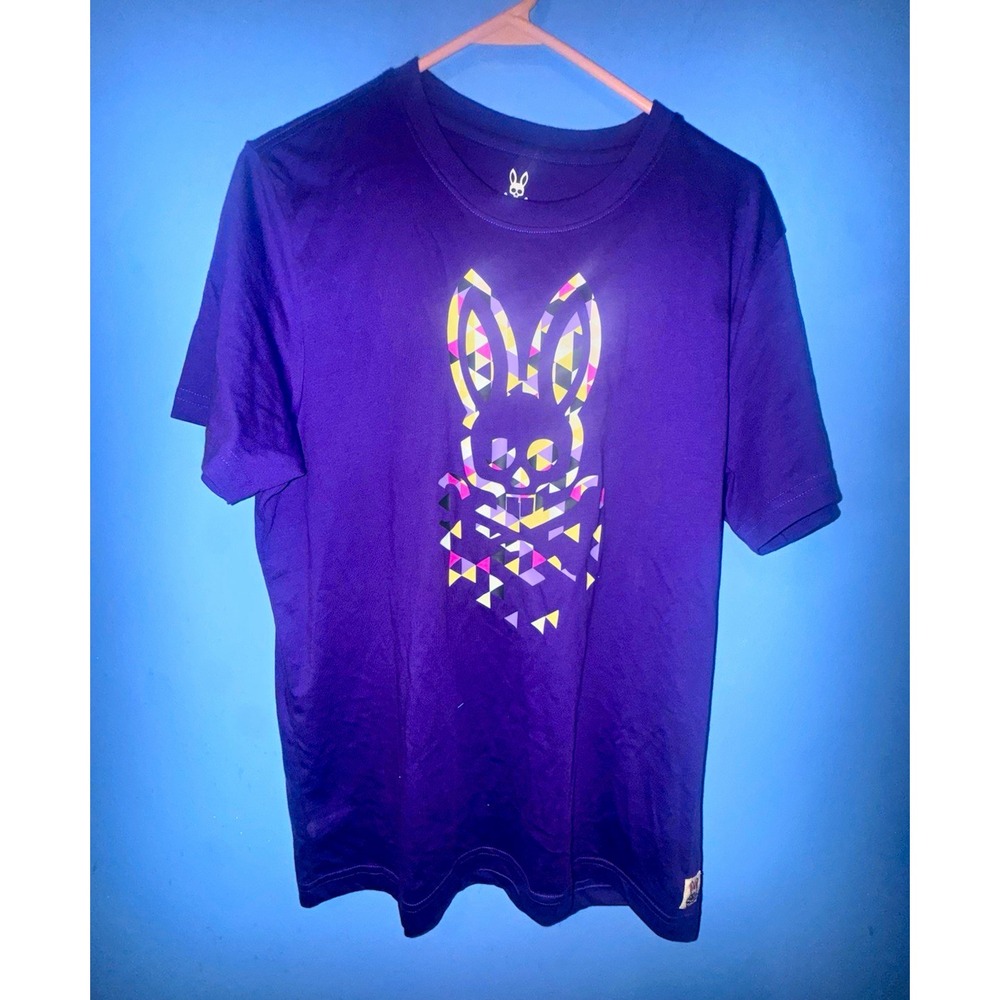 Psycho Bunny Mens Purple Graphic Logo Pima Cotton Crew Neck Tee Size S 4